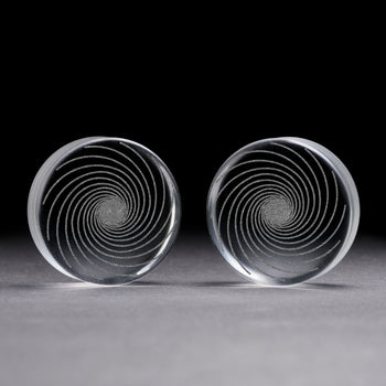Linienmandala Zierstattoo Plug / gauge - klares Glas | Doppelaufgeweitet mit flachem Gesicht