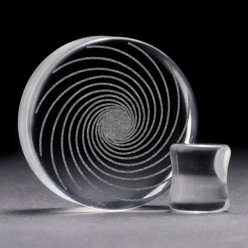 Wirbel Spiralplug / Gauge - Clear Glass | Doppelaufgeweitet mit flachem Gesicht