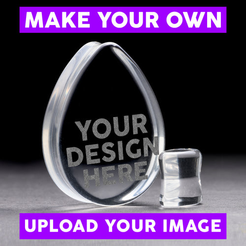 Make Your Own Plug / Gauge - Teardrop Clear Glass | Flat Faced Double Flare