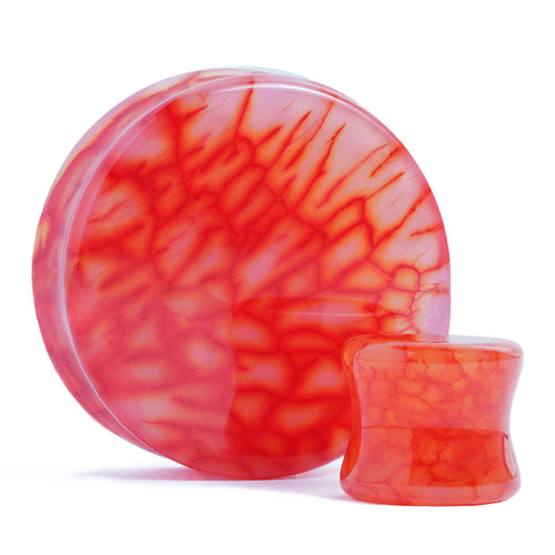 Red Dragon Vein Agate Stone Plug / Gauge