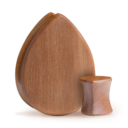 Brown Saba Wood Teardrop Wood Ear Plug / Gauge