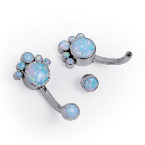 Titanium Internally Threaded Opal Diamond Cluster Bananabell 1.6mm Gauge in Silver