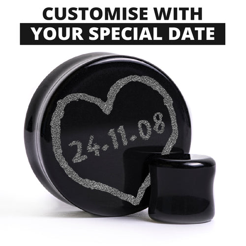 Datumsplug / gauge einfügen - Schwarzes Glas | Doppelaufgeweitet mit flachem Gesicht