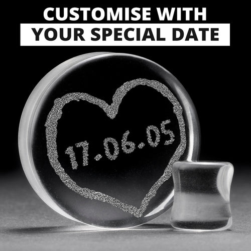 Datumsplug / gauge einfügen - Clear Glass | Doppelaufgeweitet mit flachem Gesicht