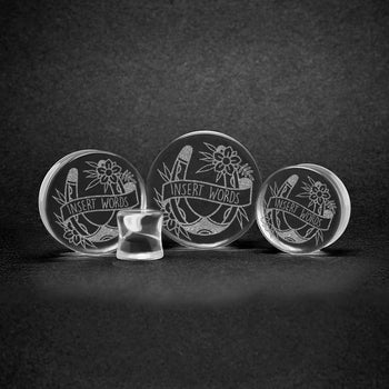 Hufeisen einfügen Wörter Plug / gauge - Clear Glass | Doppelaufgeweitet mit flachem Gesicht