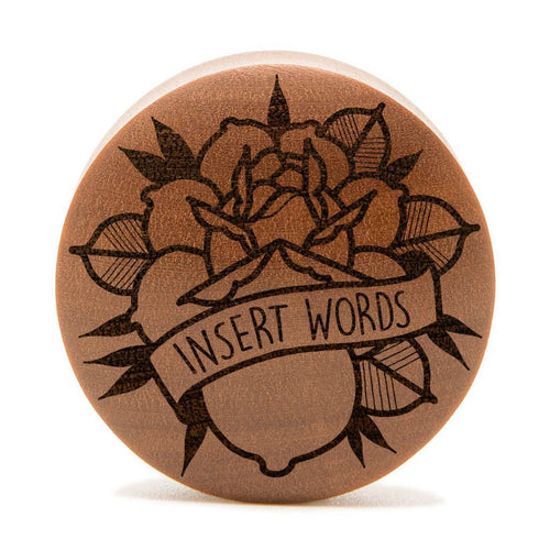 Banner Rose Insert Wörter Plug / gauge - Saba Wood | Konvexe Doppelaufgeweitet