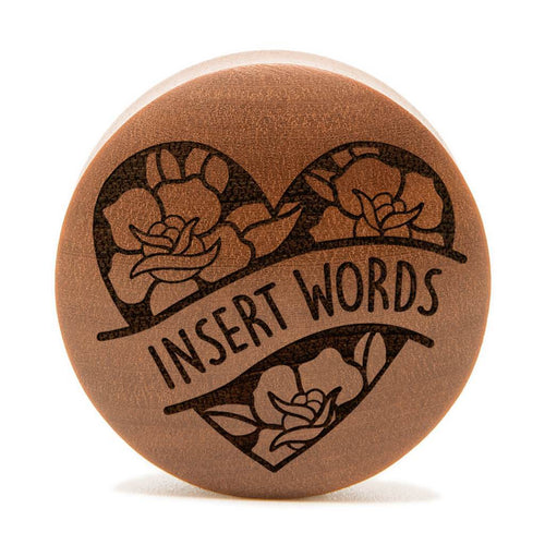 Heart Rose Insert Wörter Plug / gauge - Saba Wood | Konvexe Doppelaufgeweitet