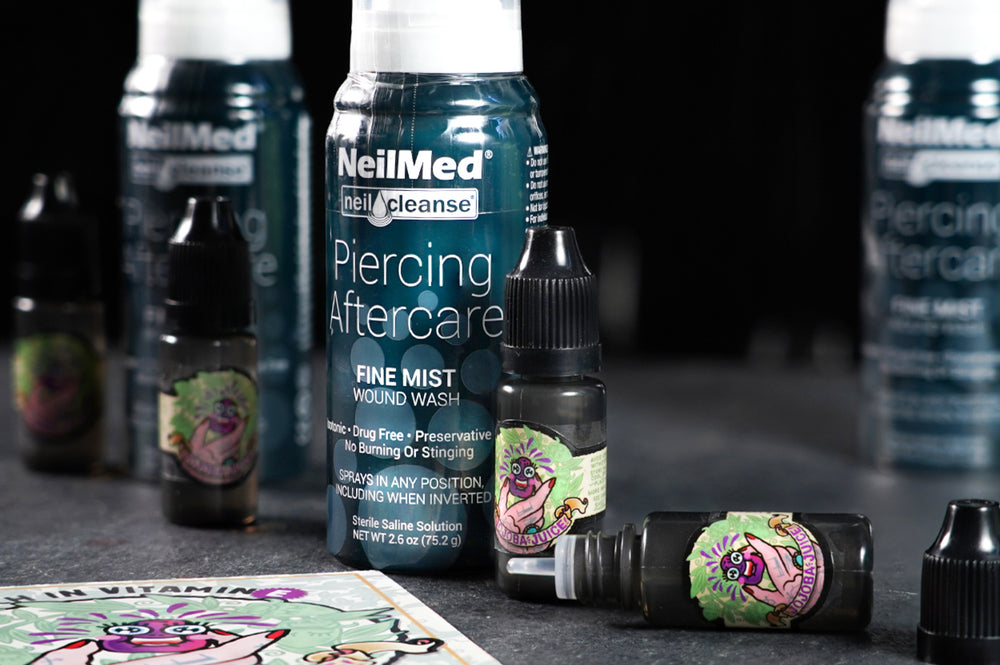 Nielmed piercing aftercare fine mist is perfect for recovering stretched ears.