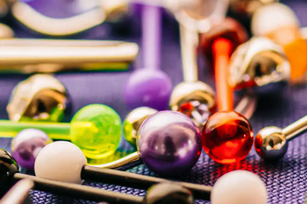 Internally threaded jewellery is available in a wide range of materials and colours.