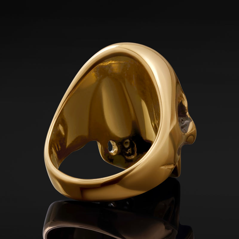 Bague tête de mort dorée
