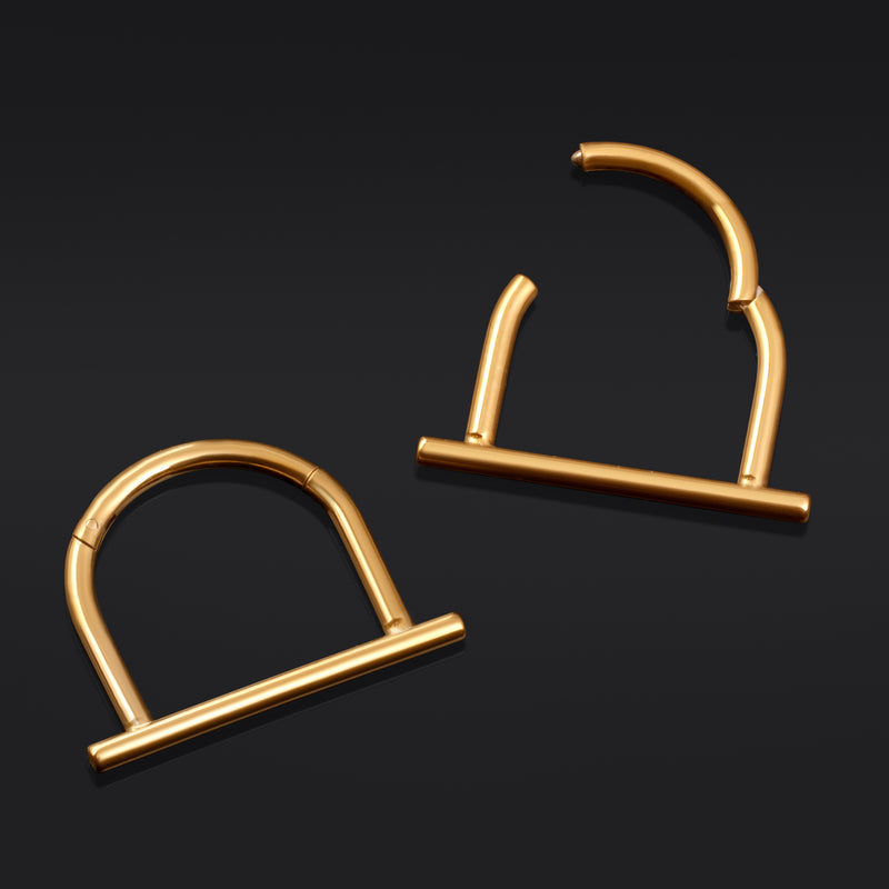 Clicker pour septum, or, barre droite, titane ASTM F136