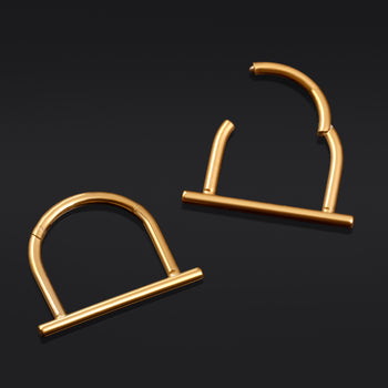 Gold Straight Bar ASTM F136 Titanium Segment Clicker Septum Nose Ring