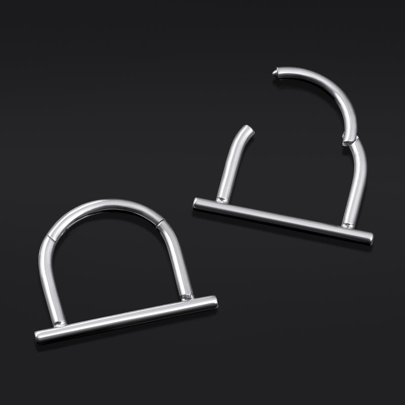 Clicker pour septum, argent, barre droite, titane ASTM F136