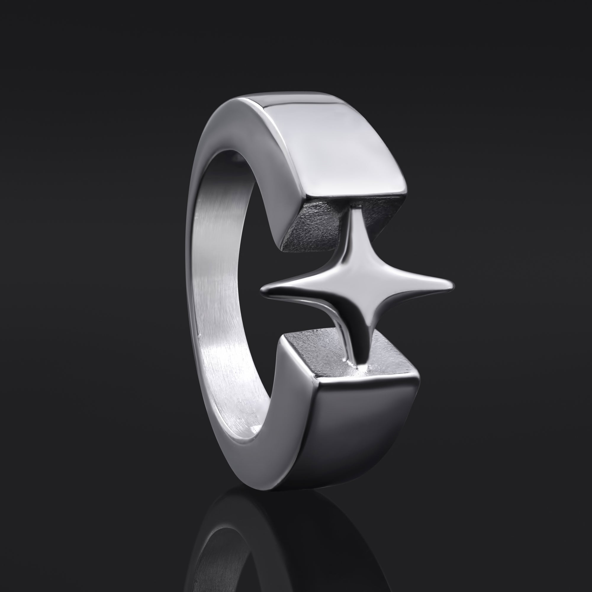 Silver Steel Star Ring