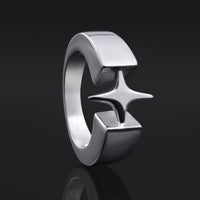Bague étoile en acier argenté
