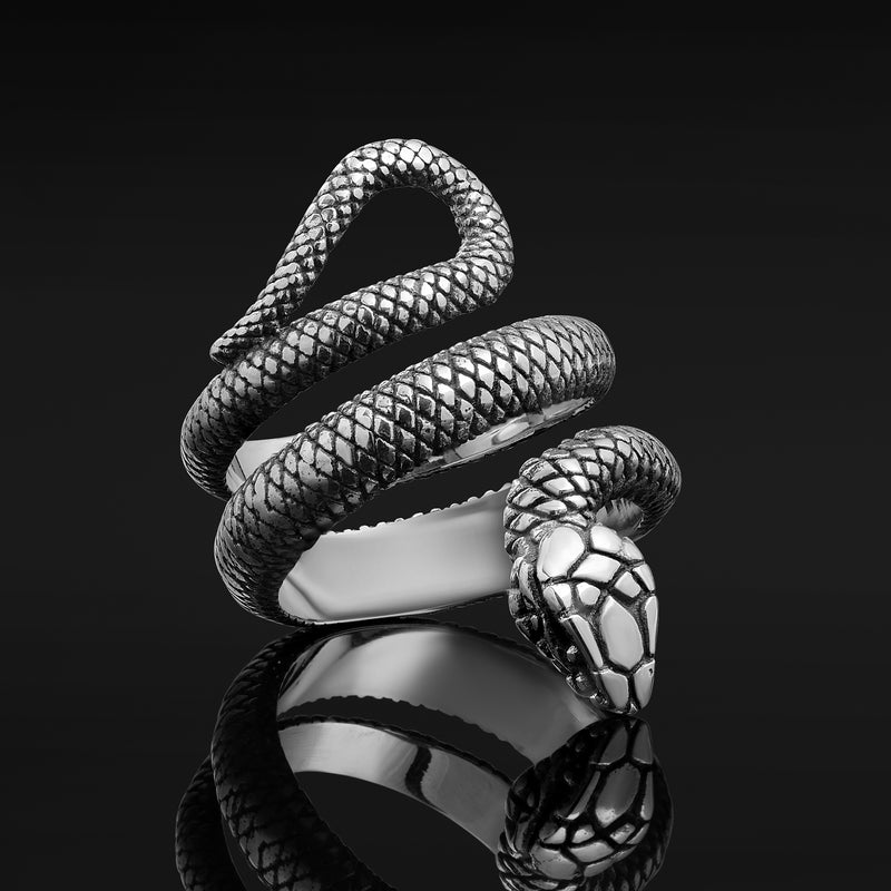 Bague gothique serpent argenté