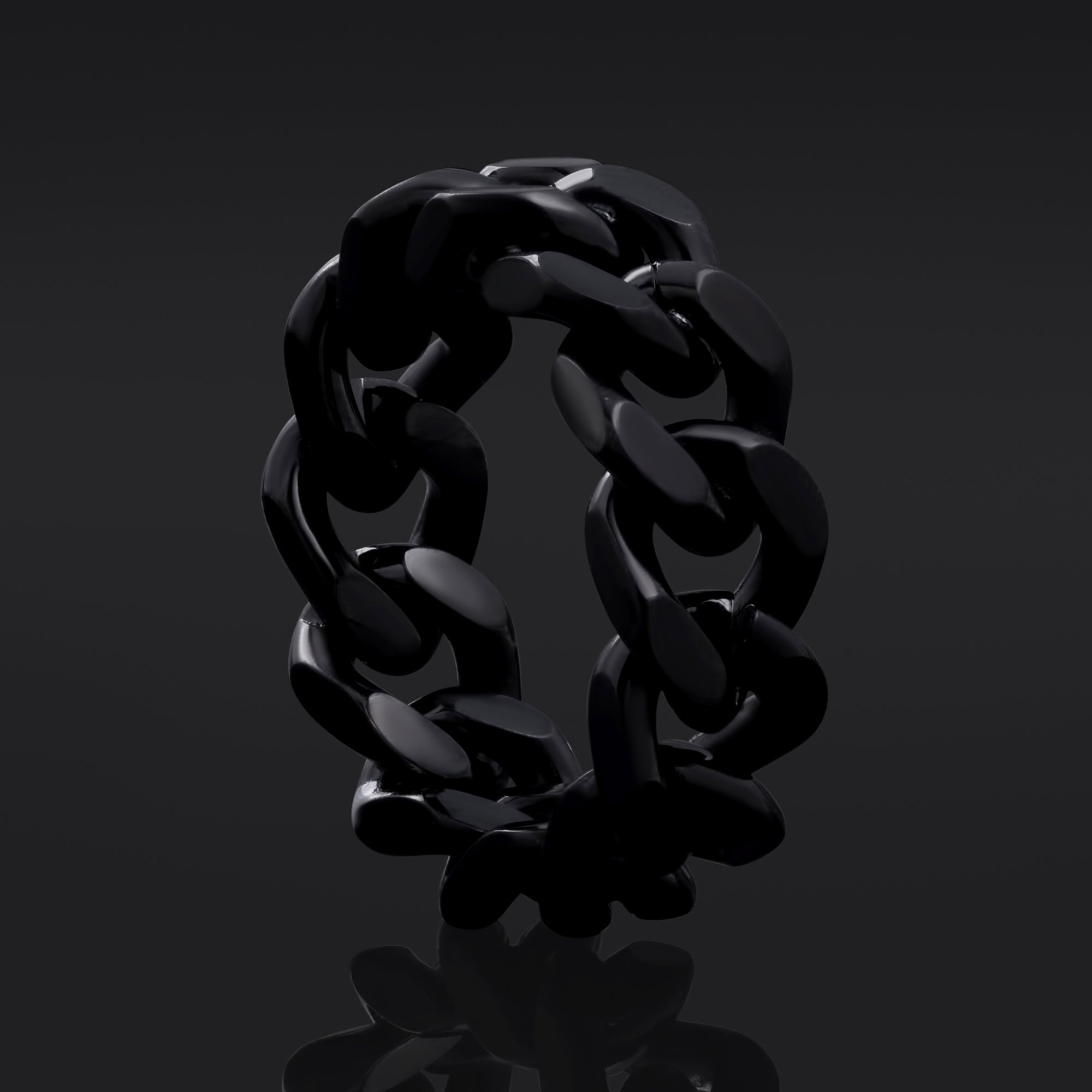 Black Steel Chain Link Ring