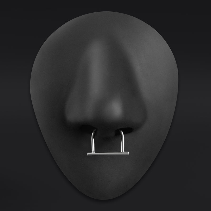 Clicker pour septum, argent, barre droite, titane ASTM F136