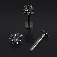 Boule noire à pointes, filetage interne, tige de labret, titane ASTM F136