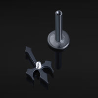 Noir, Croix Inversée Gothique, Filetage Interne, Labret, Titane ASTM F136