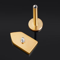 Or, Fenêtre gothique, Filetage interne, Clou de labret, Titane ASTM F136