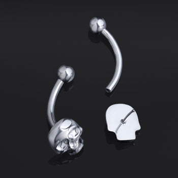 Vertical Labret, Silber, Spinne, Innengewinde, Titan