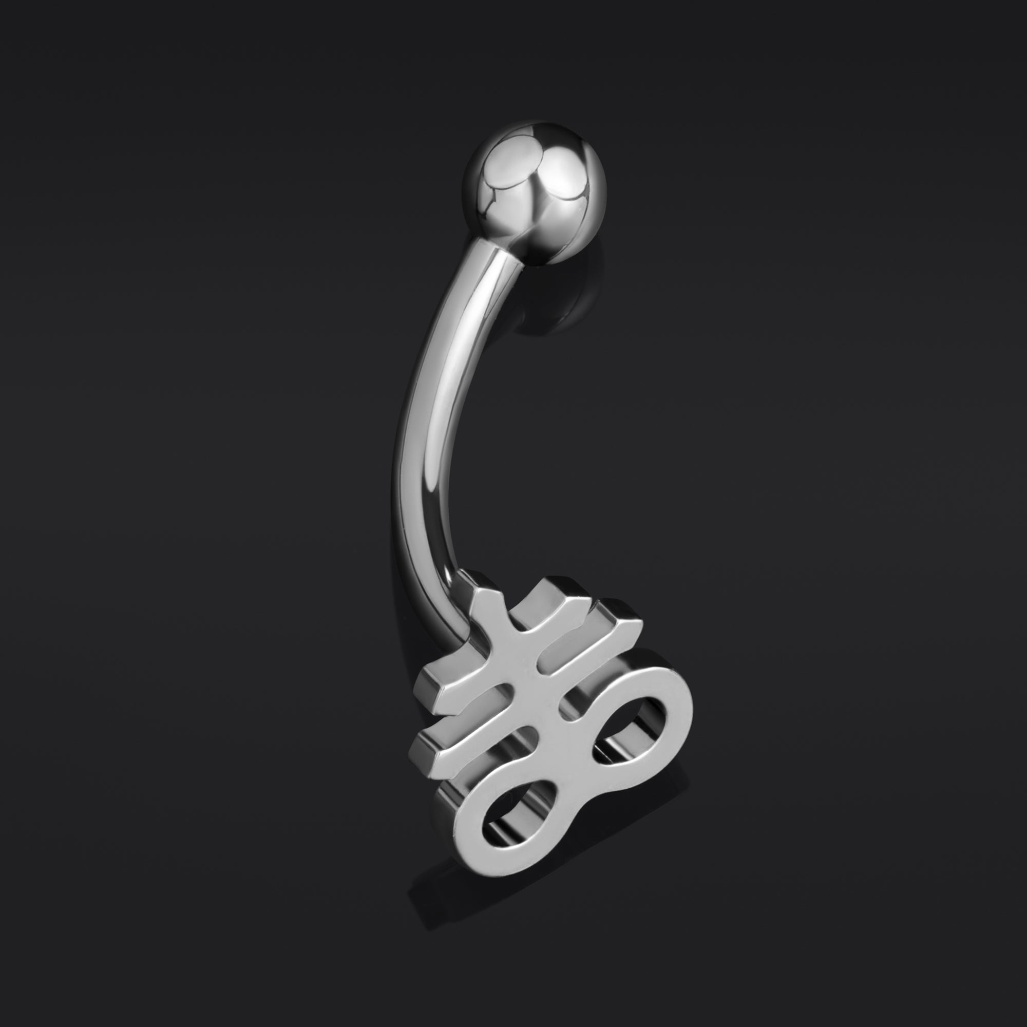 Curved Barbell, Silver, Leviathan Cross, Threadless, Titanium