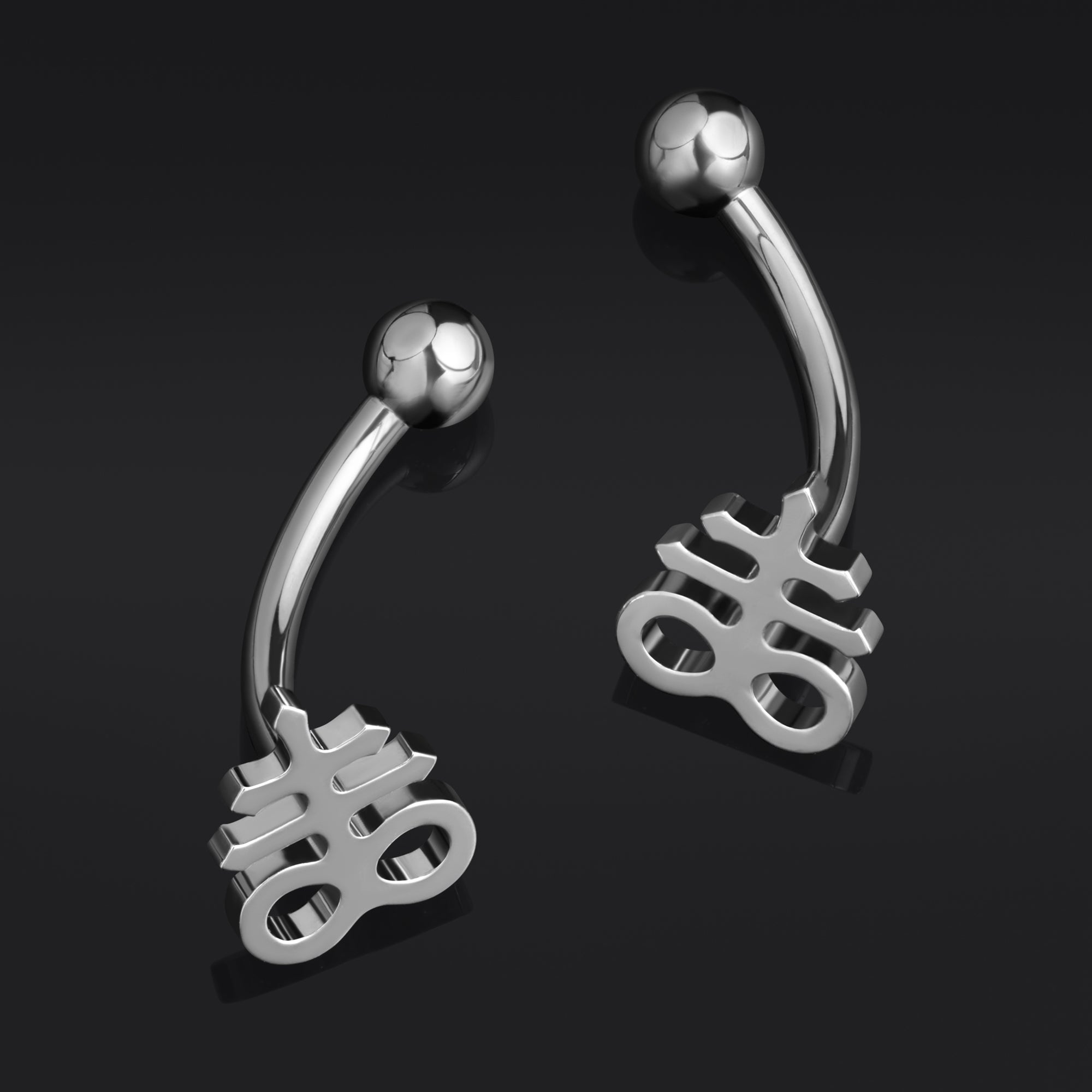 Curved Barbell, Silver, Leviathan Cross, Threadless, Titanium