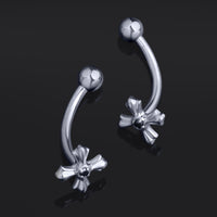 Bijou de piercing rook, argent, croix sertie, threadless, titane