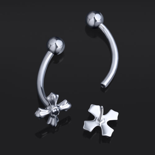Vertical Labret, Silber, Spinne, Innengewinde, Titan