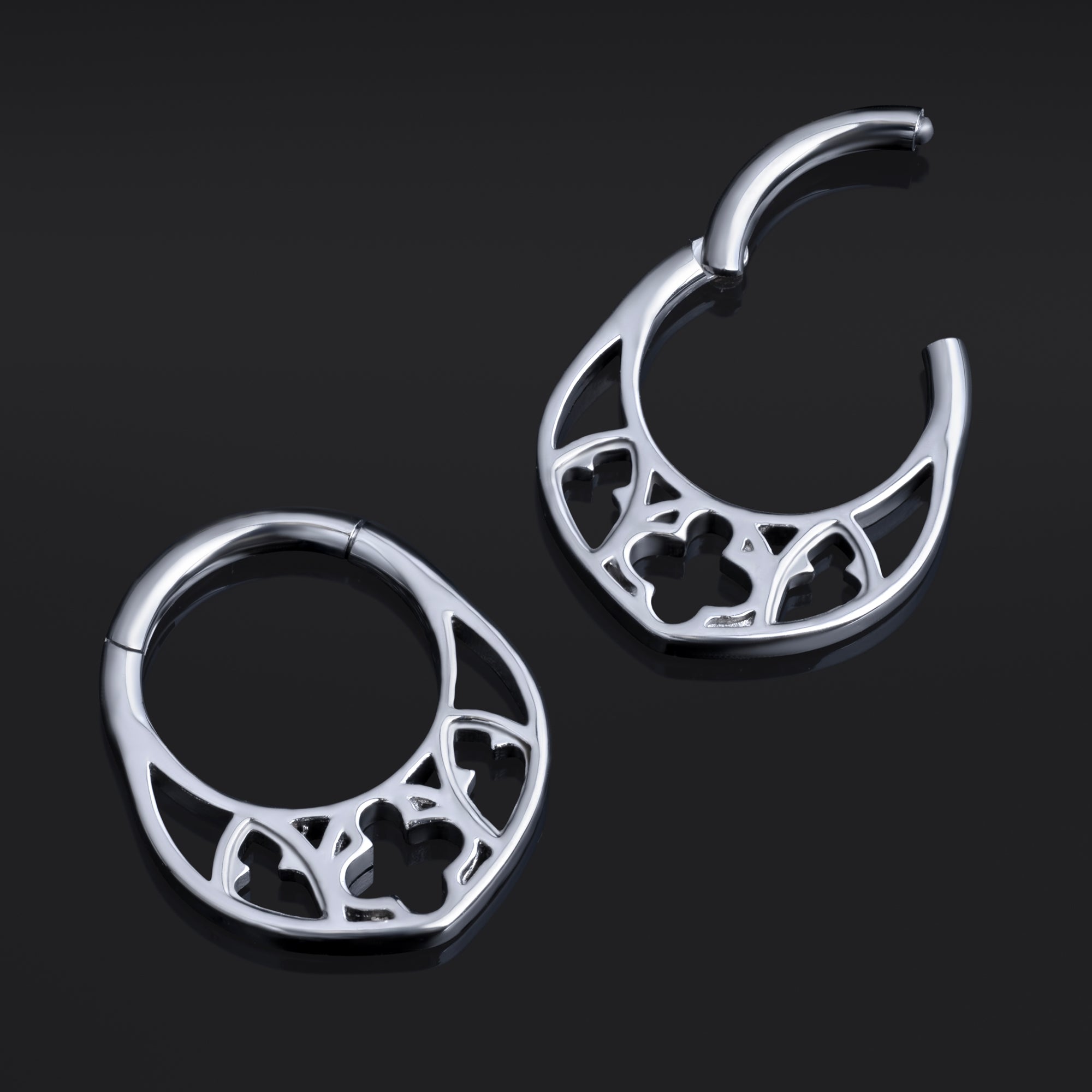 Silver Gothic Church Window ASTM F136 Titanium Septum Clicker Ring
