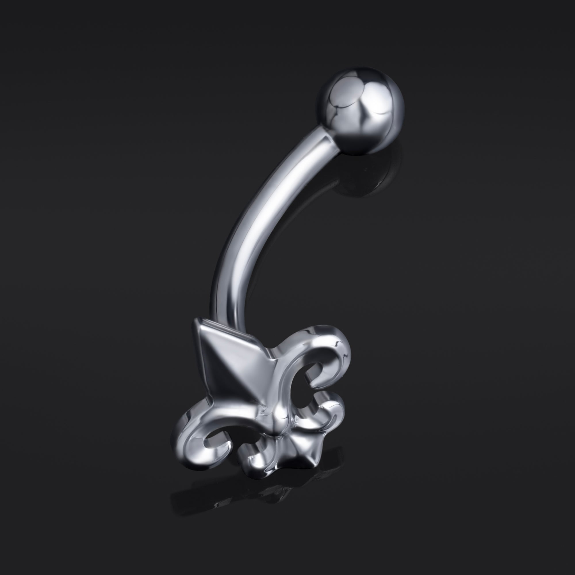Curved Barbell, Silver, Fleur De Lis, Threadless, Titanium