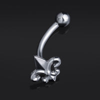 Barbell courbé, argent, Fleur De Lis, threadless, titane