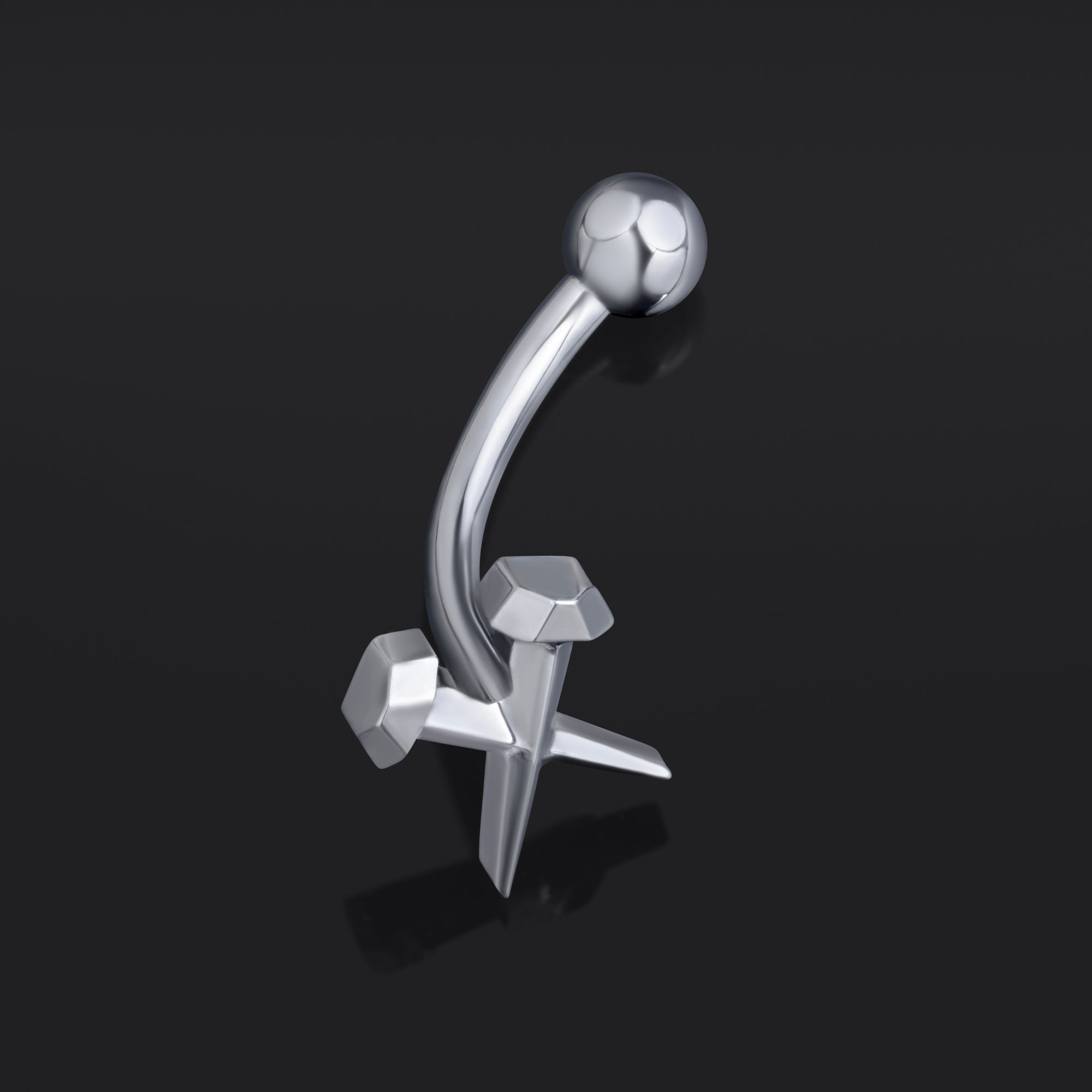Vertical Labret, Silver, Coffin Nails, Threadless, Titanium