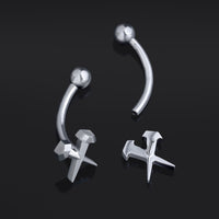 Bijou de piercing rook, argent, clous de cercueil, threadless, titane