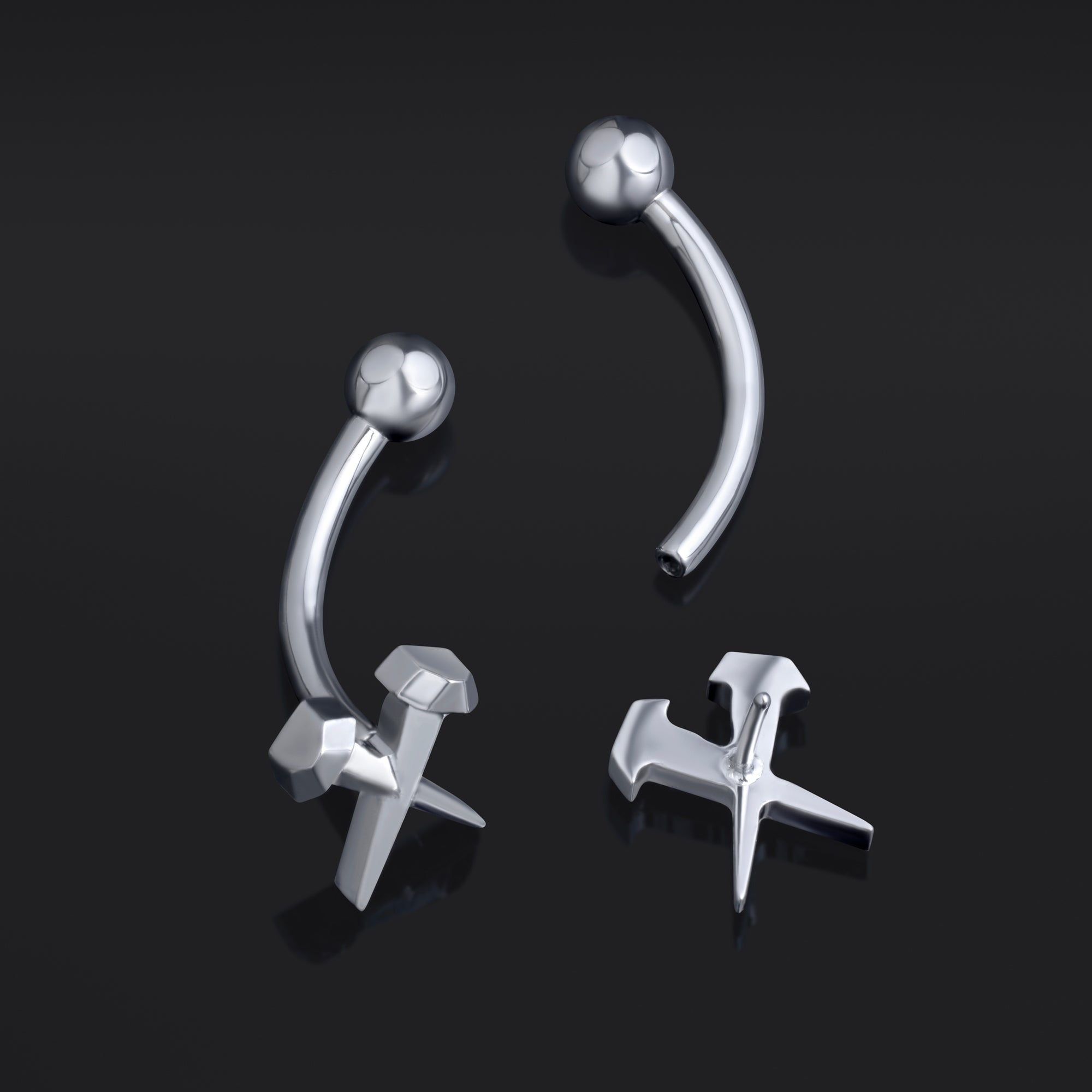 Vertical Labret, Silber, Spinne, Innengewinde, Titan
