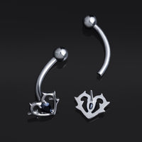 Bijou de piercing rook, argent, cœur serti, threadless, titane