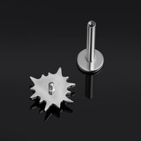 Argent, cœur en opale sanglante à picots, filetage interne, clou labret, titane ASTM F136