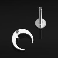 Argenté, lune en croissant et étoiles, à filetage interne, puce labret, titane ASTM F136