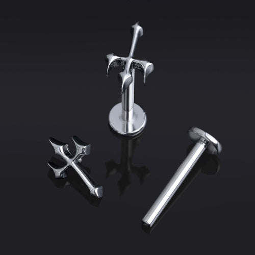 Labret-Stift, Silber, Innengewinde, ASTM F136 Titan, 1,2 mm