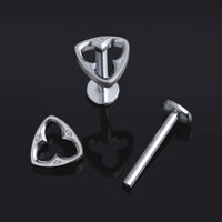 Argent, Trèfle gothique, Filetage interne, Tige de labret, Titane ASTM F136