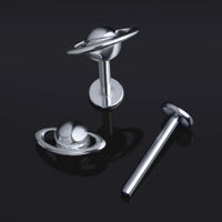 Argent, planète Saturne, filetage interne, labret, titane ASTM F136