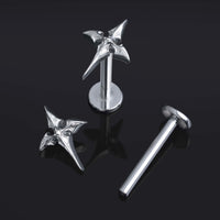 Argent, Neo Cross, Filetage interne, Tige labret, Titane ASTM F136