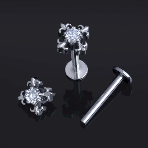 Labret-Stift, Silber, Innengewinde, ASTM F136 Titan, 1,2 mm