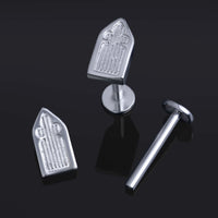 Argenté, fenêtre gothique, filetage interne, piercing labret, titane ASTM F136