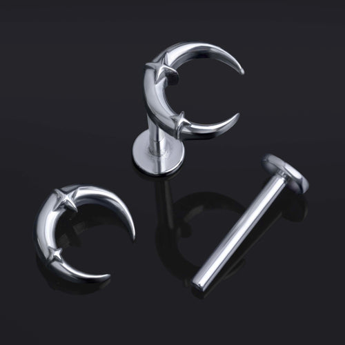 Labret-Stift, Silber, Innengewinde, ASTM F136 Titan, 1,2 mm