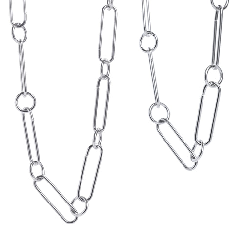 Silver Steel Paperclip Chain Choker Necklace