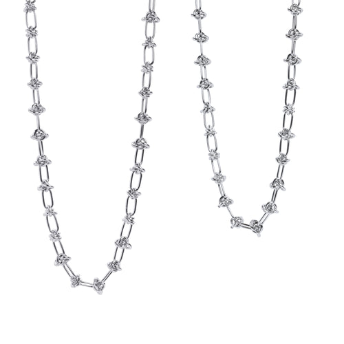 Silver Steel Chunky Knotted Chain Choker