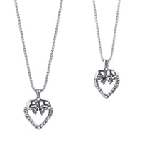 Collier pendentif cœur squelette en argent