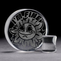 Plug / Gauge Tournesol qui pleure I'm Fine - Verre transparent | Face plate double évasé